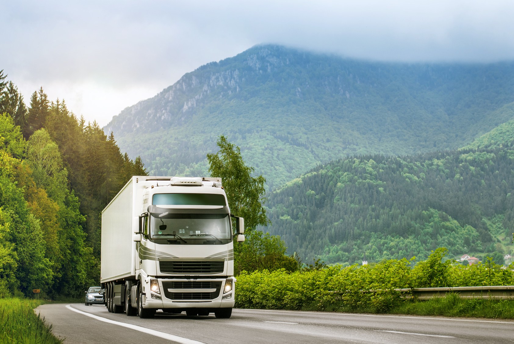 Truck on highway in the highlands